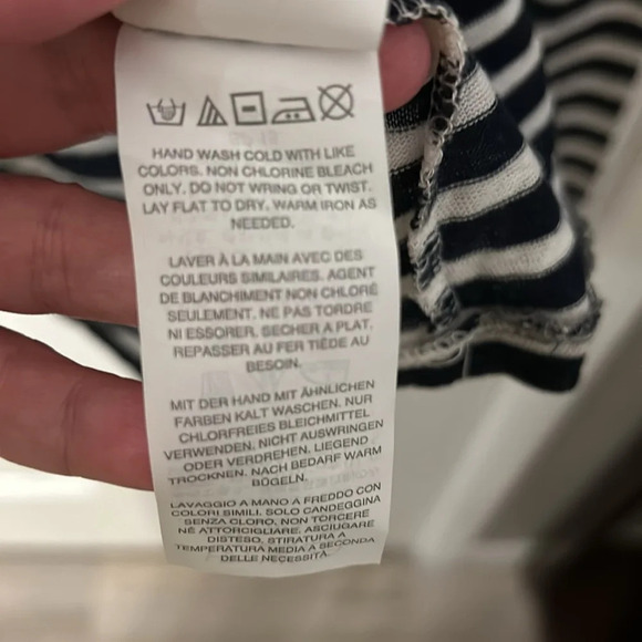 J Crew Women’s (S) Navy Gray 100% Linen Crewneck Long sleeve Nautical Top - Picture 5 of 6